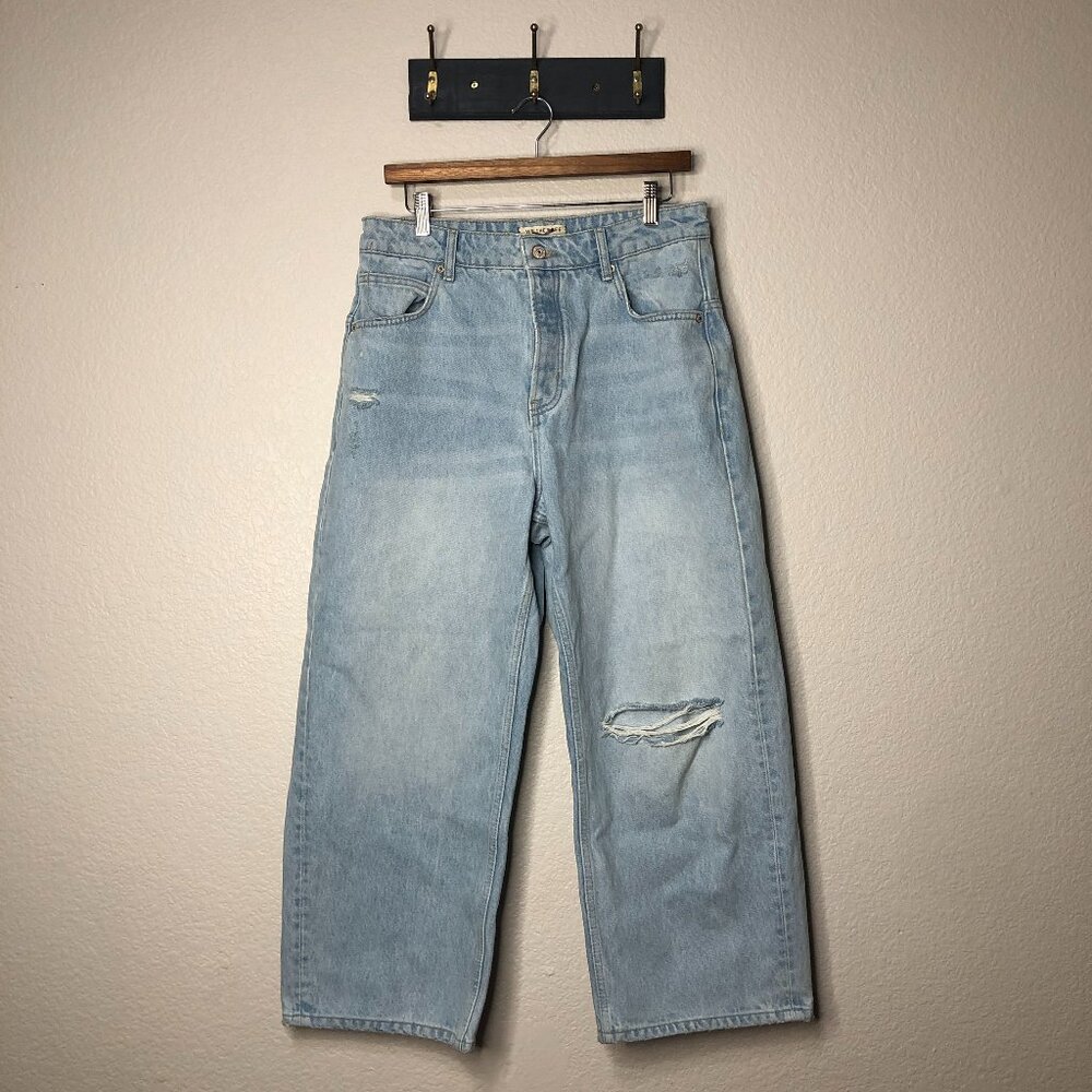 We The Free Hi-Rise Straight Leg Button Fly Denim Women's 29 Mom Grunge Y2K Boho
